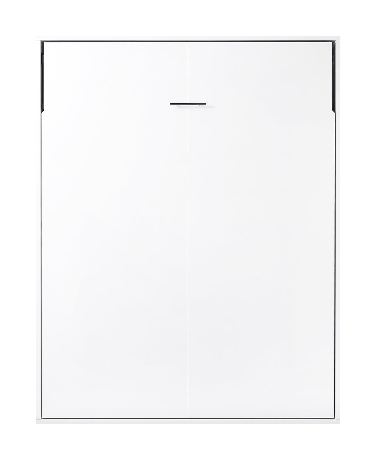 Queen Wall Bed in White &ndash; Space Saving Murphy Bed Kit with Silver Door Handle