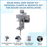 Solar Panel Roof Mount Kit &ndash; Universal Clamps & Brackets Set for Secure Solar Installation
