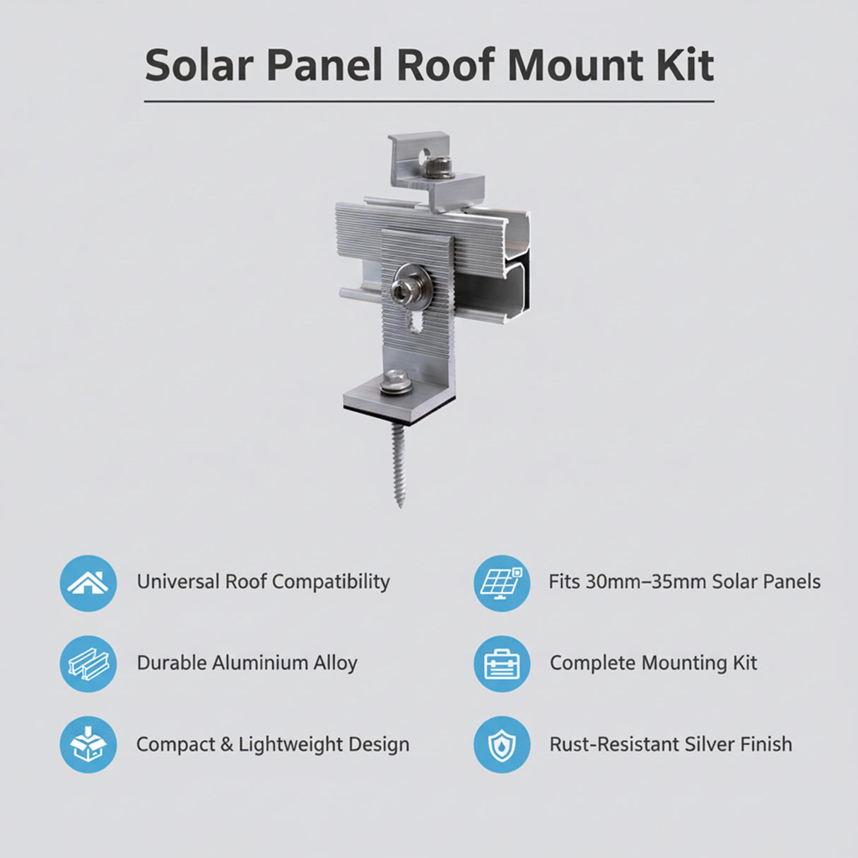 Solar Panel Roof Mount Kit &ndash; Universal Clamps & Brackets Set for Secure Solar Installation
