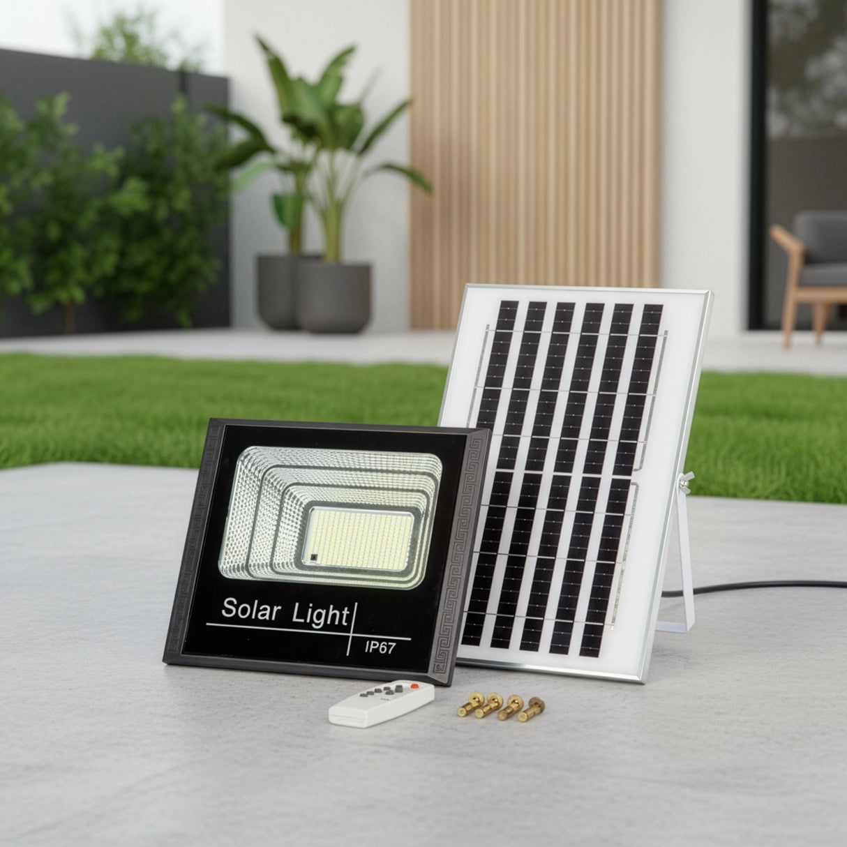 60W LED Solar Flood Light with Motion Sensor &ndash; Outdoor Security Lighting
