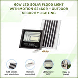 60W LED Solar Flood Light with Motion Sensor &ndash; Outdoor Security Lighting - Close-Up Angle