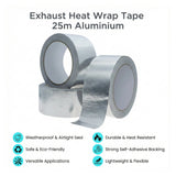 Exhaust Heat Wrap Tape 25m Aluminium &ndash; Car Pipe Insulation & Heat Shield
