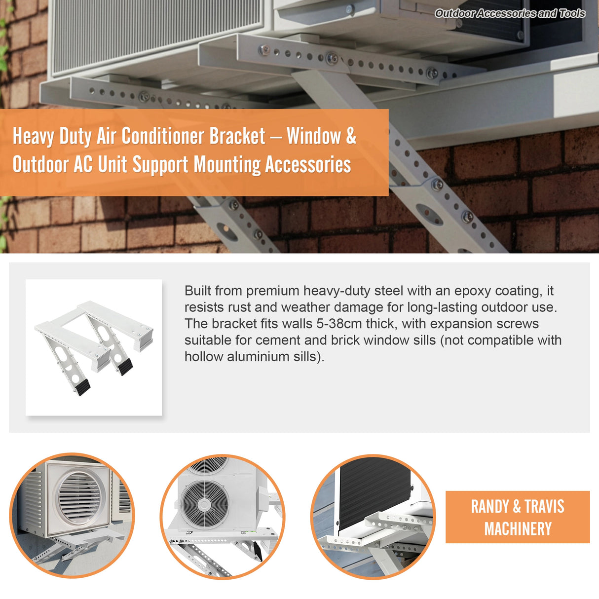 Heavy Duty Air Conditioner Bracket &ndash; Window & Outdoor AC Unit Support Mounting Accessories