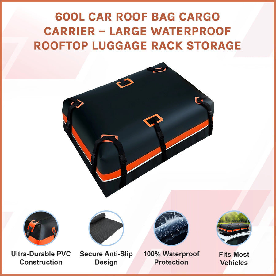 600L Car Roof Bag Cargo Carrier &ndash; Large Waterproof Rooftop Luggage Rack Storage