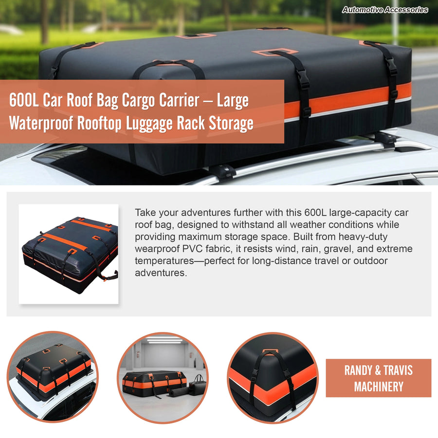 600L Car Roof Bag Cargo Carrier &ndash; Large Waterproof Rooftop Luggage Rack Storage