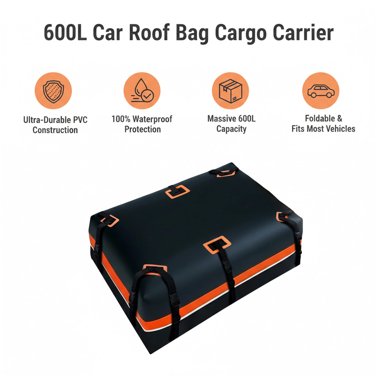 600L Car Roof Bag Cargo Carrier &ndash; Large Waterproof Rooftop Luggage Rack Storage