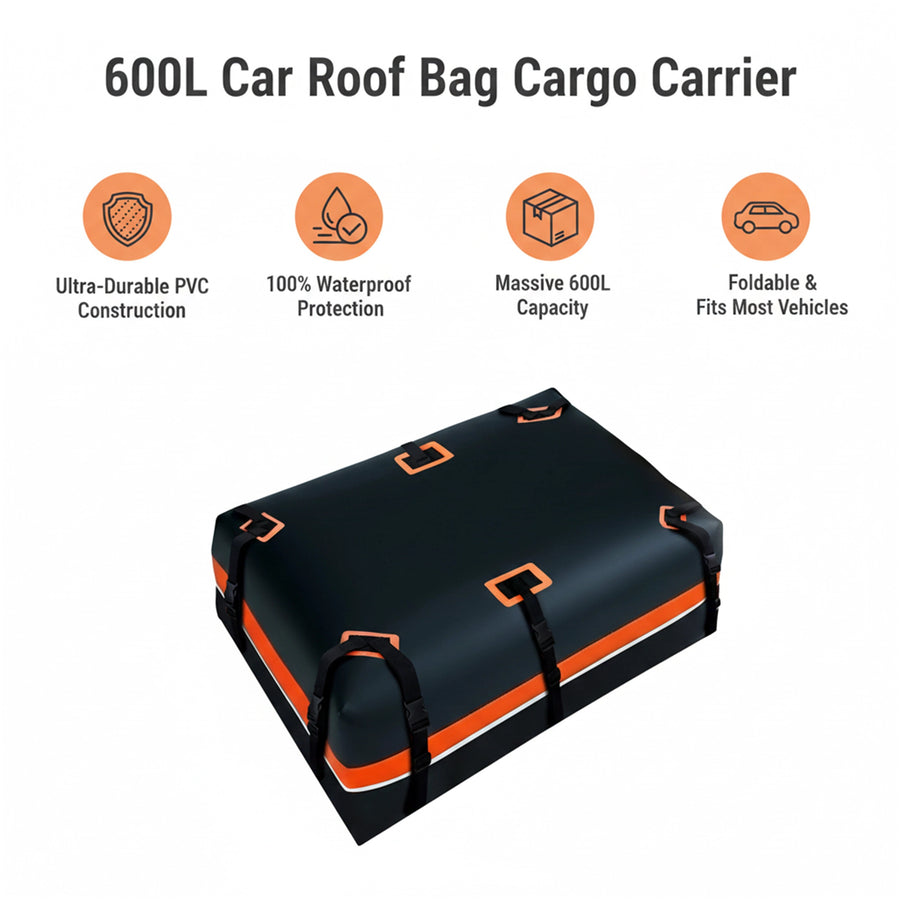 600L Car Roof Bag Cargo Carrier &ndash; Large Waterproof Rooftop Luggage Rack Storage