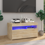 TV Cabinet with LED Lights Sonoma Oak 75x35x40 cm - Side View