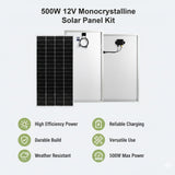 500W 12V Monocrystalline Solar Panel Kit &ndash; Battery Charger for Caravan, RV & Camping