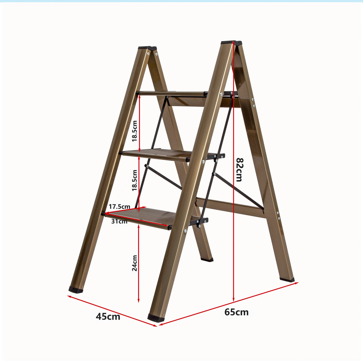3 Step Ladder Foldable Lightweight &ndash; Anti-Slip Safety Stool for Home & Office