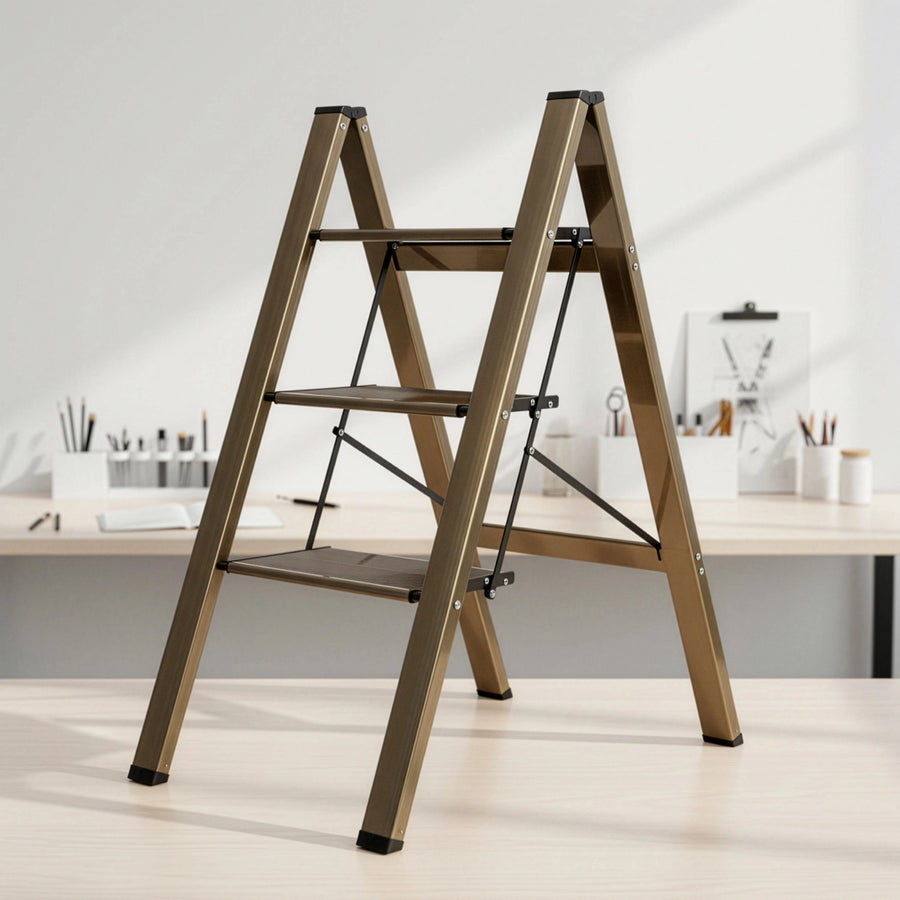 3 Step Ladder Foldable Lightweight &ndash; Anti-Slip Safety Stool for Home & Office