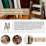 3 Step Ladder Foldable Lightweight &ndash; Anti-Slip Safety Stool for Home & Office