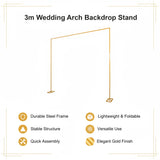3m Wedding Arch Backdrop Stand &ndash; Square Metal Frame for Balloons & Flowers - Low Angle