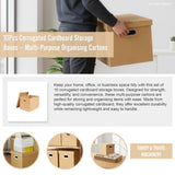 10Pcs Corrugated Cardboard Storage Boxes &ndash; Multi-Purpose Organising Cartons - Rear View