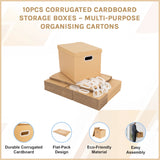 10Pcs Corrugated Cardboard Storage Boxes &ndash; Multi-Purpose Organising Cartons - Close-Up Angle