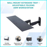 Wall Mount Keyboard Tray &ndash; Adjustable Folding Arm Workstation