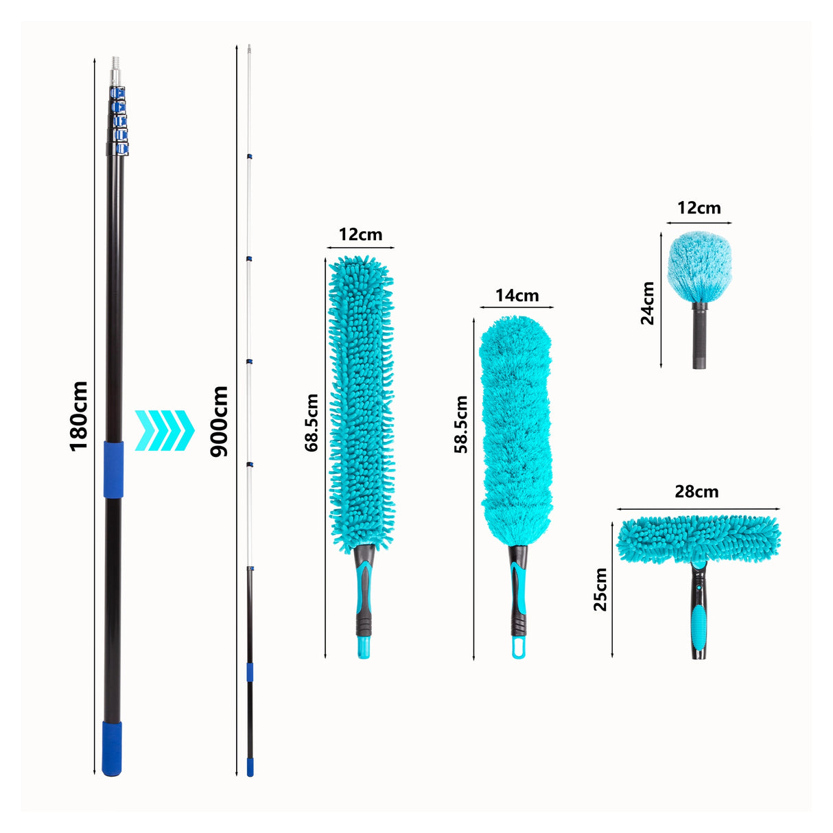 9m Extendable Ceiling Duster Kit &ndash; Heavy Duty Telescopic Pole Cleaner