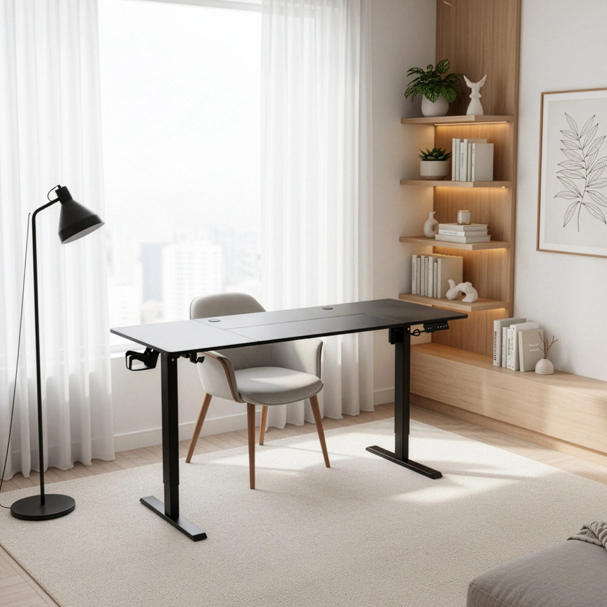 160cm Electric Standing Desk &ndash; Height Adjustable Sit Stand Office Table in Black