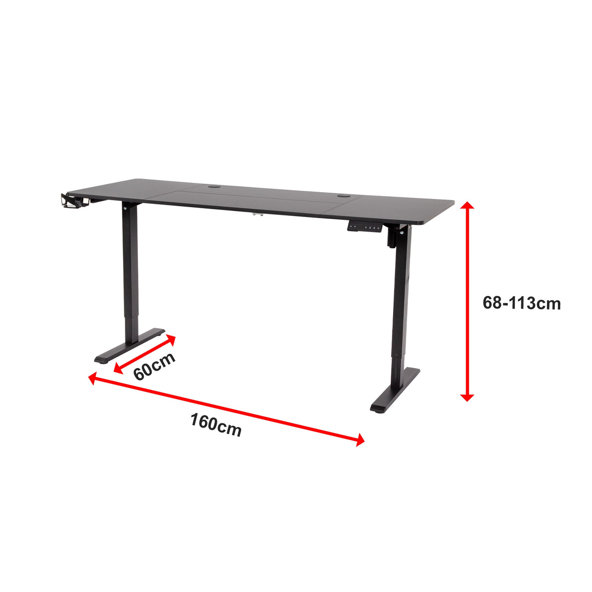 160cm Electric Standing Desk &ndash; Height Adjustable Sit Stand Office Table in Black