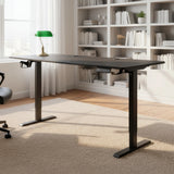 160cm Electric Standing Desk &ndash; Height Adjustable Sit Stand Office Table in Black - Front View