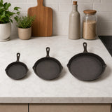 Chef Cast Iron Frying Pan Set &ndash; 3PCS Skillet, Grill & Oven Cookware for Home Cooking
