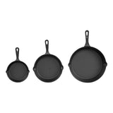 Chef Cast Iron Frying Pan Set &ndash; 3PCS Skillet, Grill & Oven Cookware for Home Cooking - 45-Degree Angle