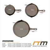 Chef Cast Iron Frying Pan Set &ndash; 3PCS Skillet, Grill & Oven Cookware for Home Cooking - Close-Up Angle