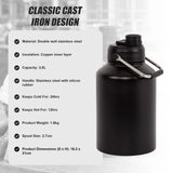 3.8L Double Wall Insulated Stainless Steel Water Bottle &ndash; Large Hot & Cold Drink Jug