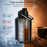 3.8L Double Wall Insulated Stainless Steel Water Bottle &ndash; Large Hot & Cold Drink Jug - Close-Up Angle