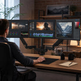 Triple Monitor Mount Stand &ndash; Desk Clamp with 3 Adjustable Arms for Multi-Screen Setup
