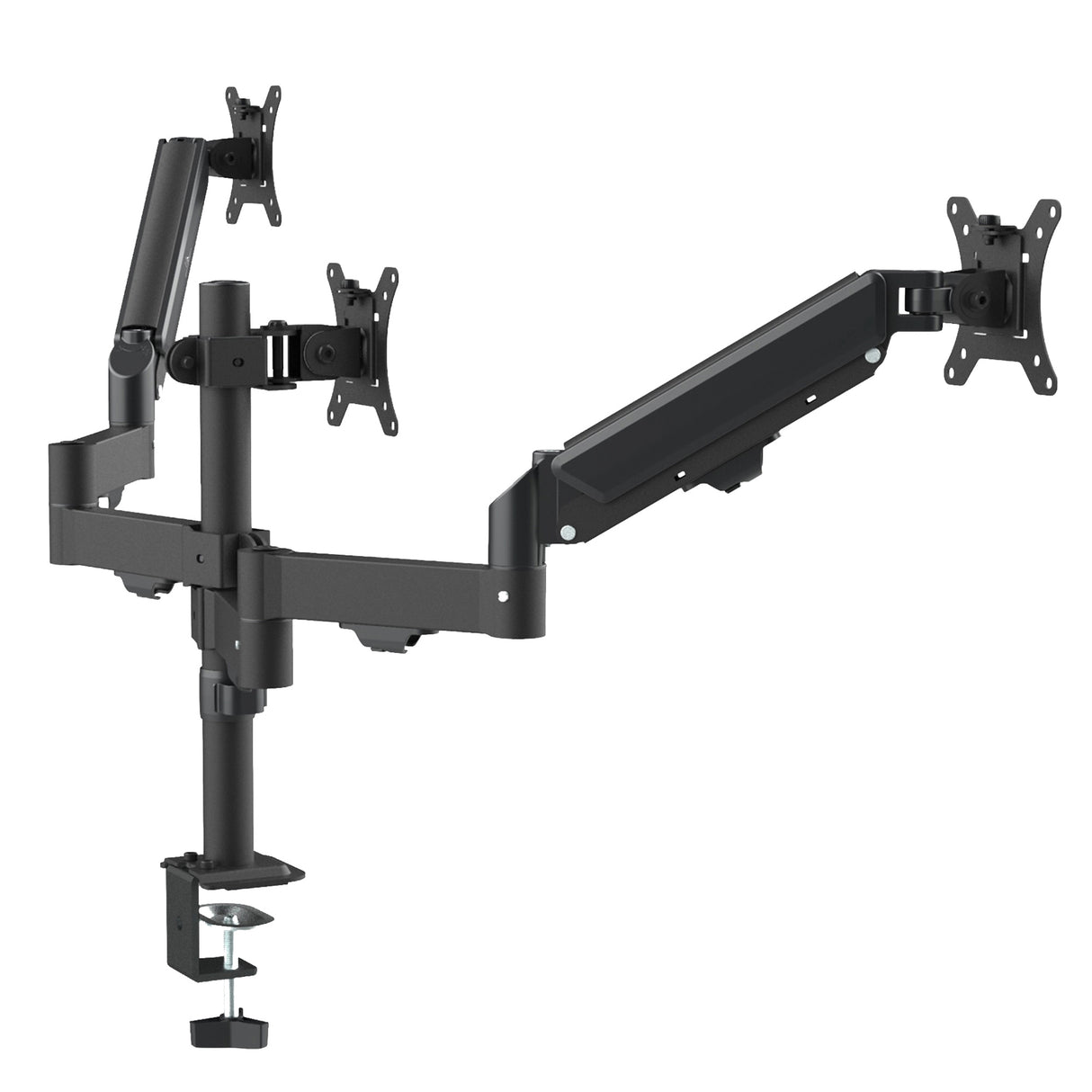 Triple Monitor Mount Stand &ndash; Desk Clamp with 3 Adjustable Arms for Multi-Screen Setup