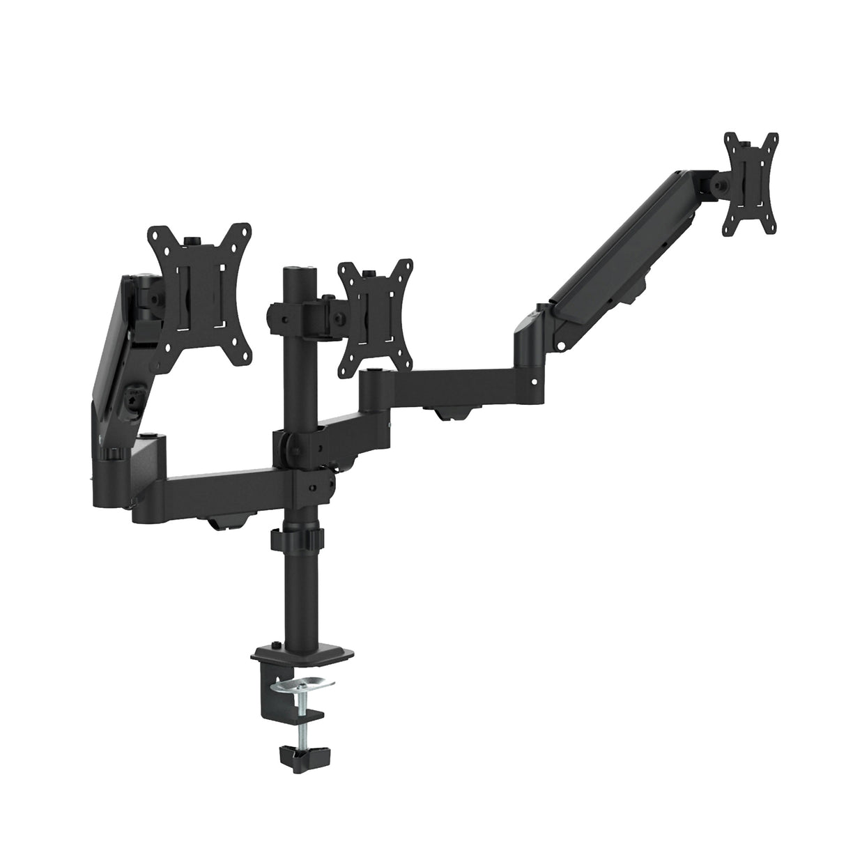 Triple Monitor Mount Stand &ndash; Desk Clamp with 3 Adjustable Arms for Multi-Screen Setup