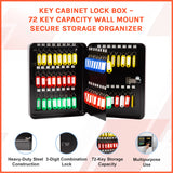 Key Cabinet Lock Box &ndash; 72 Key Capacity Wall Mount Secure Storage Organizer