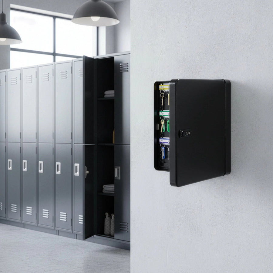 48-Key Cabinet Key Safe with Combination Lock & Keys &ndash; Wall Mounted Storage