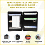 48-Key Cabinet Key Safe with Combination Lock & Keys &ndash; Wall Mounted Storage