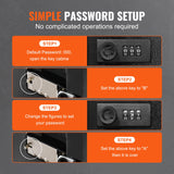 48-Key Cabinet Key Safe with Combination Lock & Keys &ndash; Wall Mounted Storage - Close-Up Angle