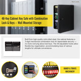 48-Key Cabinet Key Safe with Combination Lock & Keys &ndash; Wall Mounted Storage - Low Angle