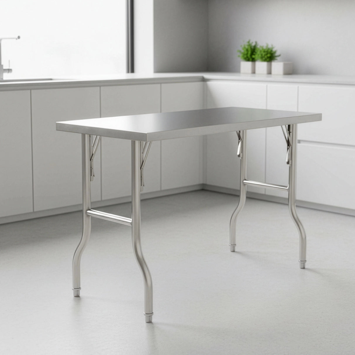 Stainless Steel Kitchen Bench Folding Commercial Prep Work Table 122x61cm