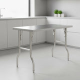 Stainless Steel Kitchen Bench Folding Commercial Prep Work Table 122x61cm - Side View