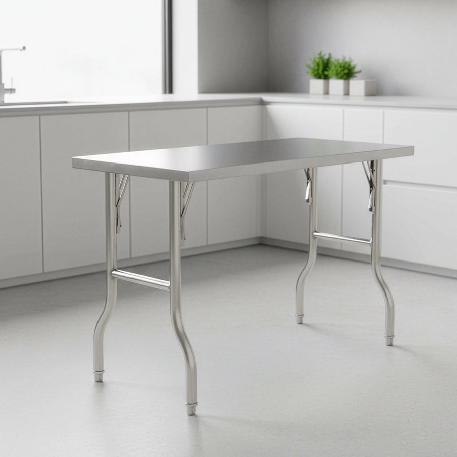 Stainless Steel Kitchen Bench Folding Commercial Prep Work Table 122x61cm
