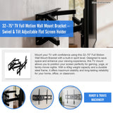 32&ndash;75" TV Full Motion Wall Mount Bracket &ndash; Swivel & Tilt Adjustable Flat Screen Holder