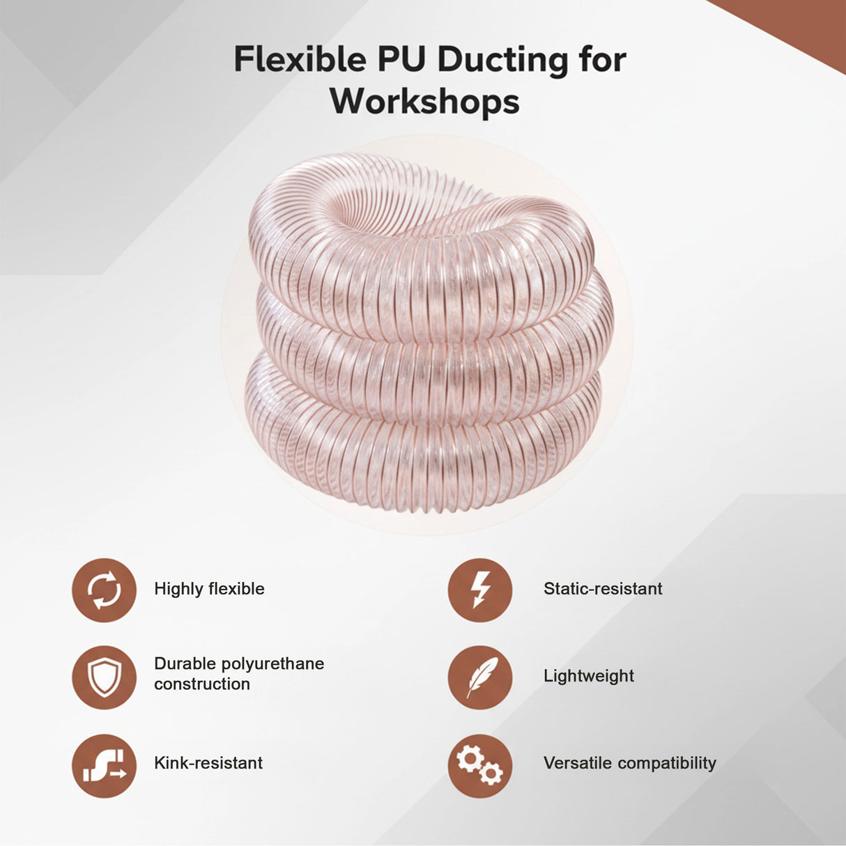5m Dust Extraction Hose 100mm &ndash; Flexible PU Ducting for Workshops
