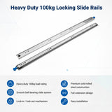 100cm Drawer Runners Pair &ndash; Heavy Duty 100kg Locking Slide Rails - Extra Image