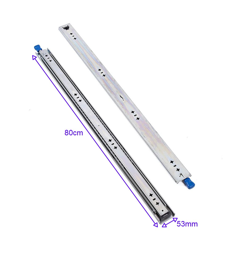 80cm Drawer Runners Pair &ndash; Heavy Duty 100kg Locking Slide Rails