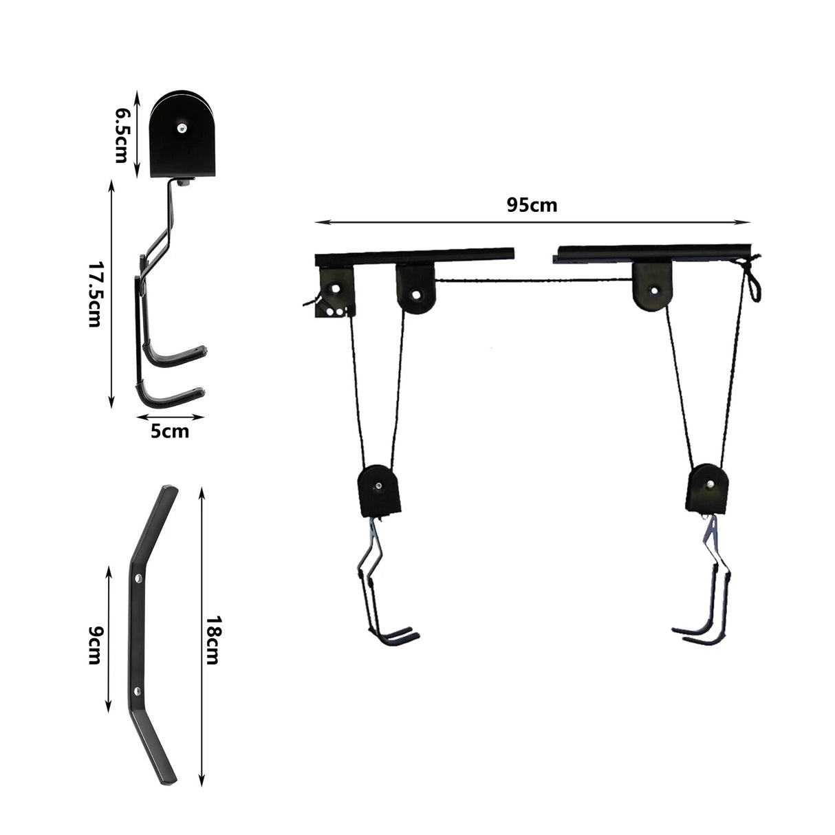 Heavy Duty Bike Hoist Pulley Lift &ndash; Garage Ceiling Bicycle Storage Rack w/ Lock