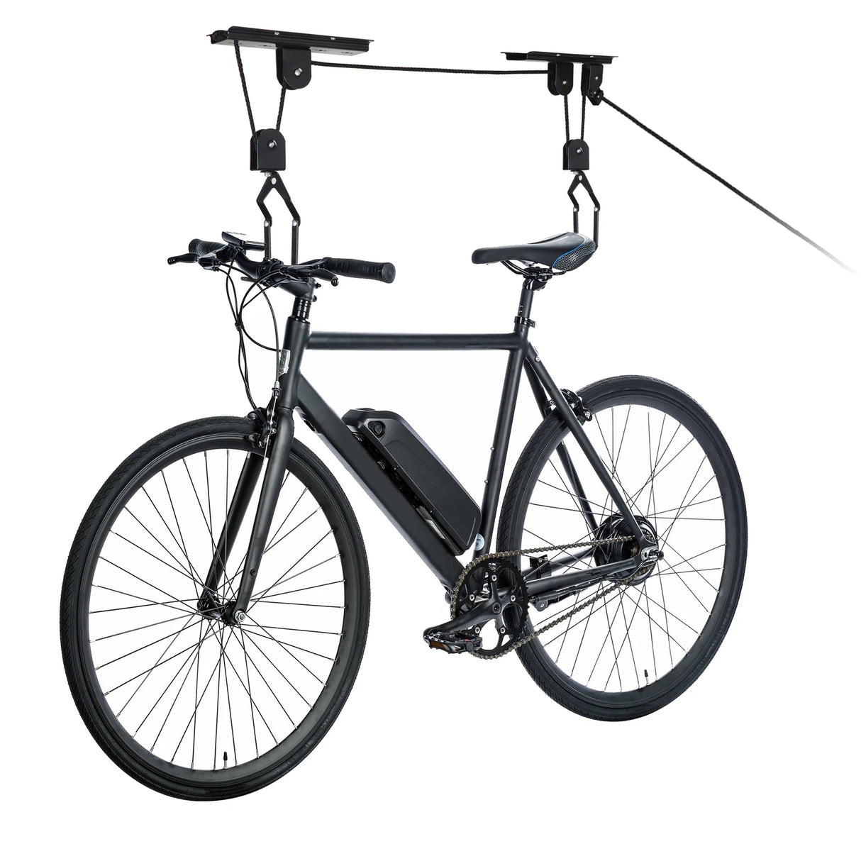 Heavy Duty Bike Hoist Pulley Lift &ndash; Garage Ceiling Bicycle Storage Rack w/ Lock