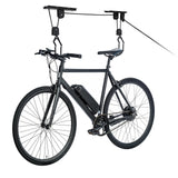 Heavy Duty Bike Hoist Pulley Lift &ndash; Garage Ceiling Bicycle Storage Rack w/ Lock - Top-Down View