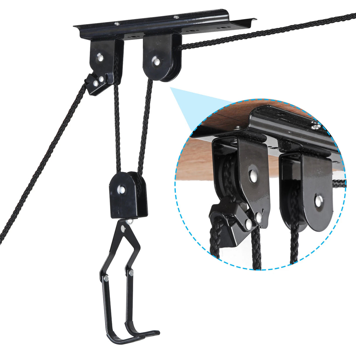Heavy Duty Bike Hoist Pulley Lift &ndash; Garage Ceiling Bicycle Storage Rack w/ Lock