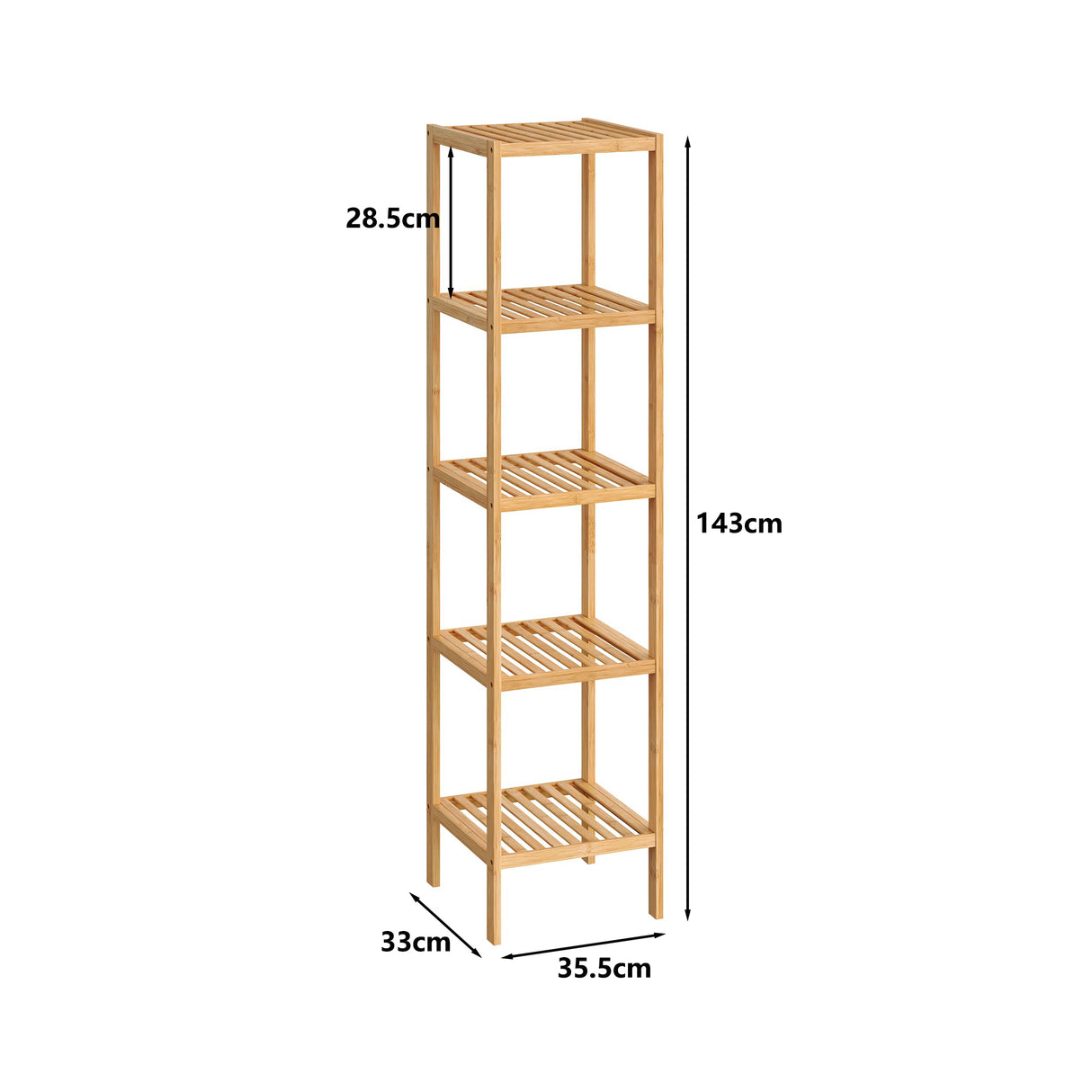 5 Tier Bookshelf Storage Bookcase Shelving Unit for Home Office