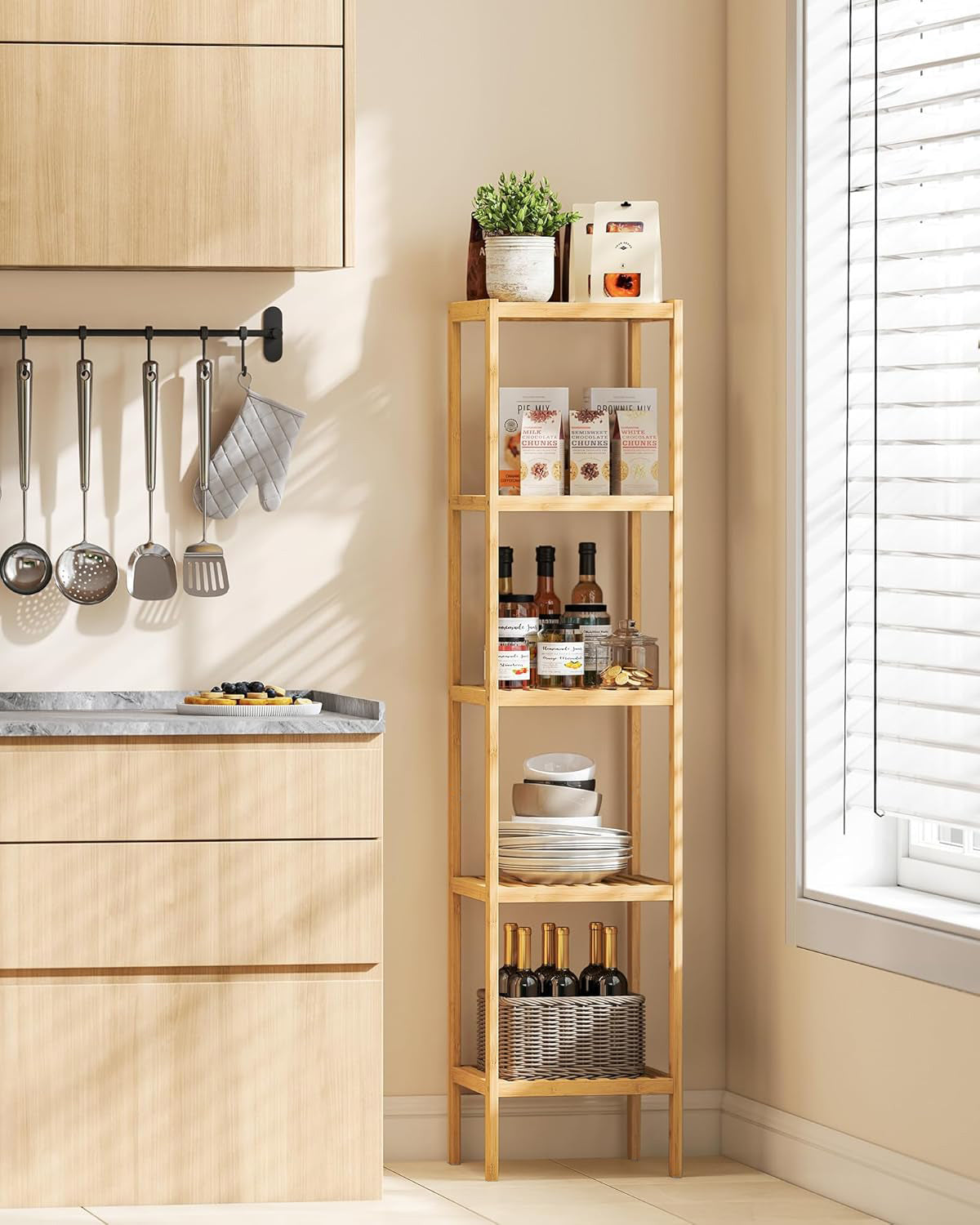 5 Tier Bookshelf Storage Bookcase Shelving Unit for Home Office